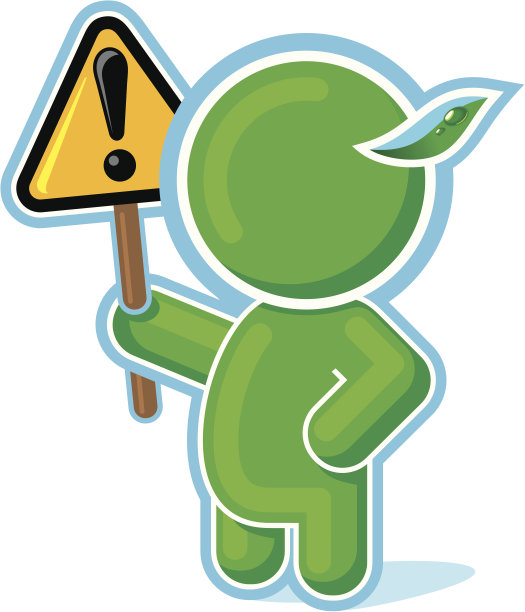 绿色英雄举起警告牌图片下载