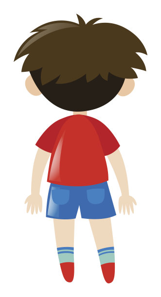 穿红衬衫的男孩的背影图片下载