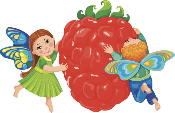 孩子们拿着红色的树莓图片下载