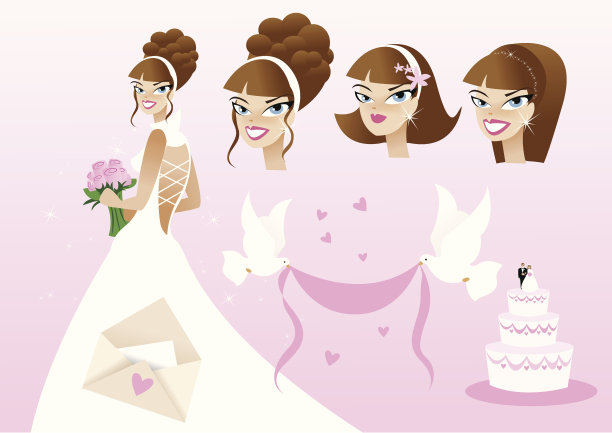 新娘粉色元素艺术包图片下载