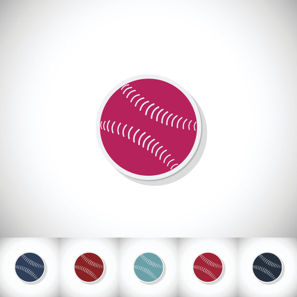 棒球球。平贴与白色背景上的阴影图片下载