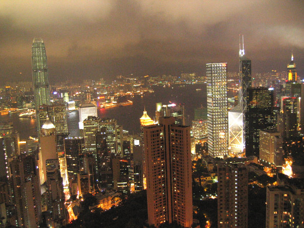 城市夜间照明建筑鸟瞰图图片下载