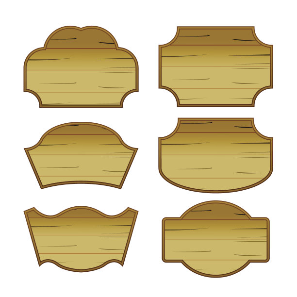 木边界标签复古经典向量图片下载