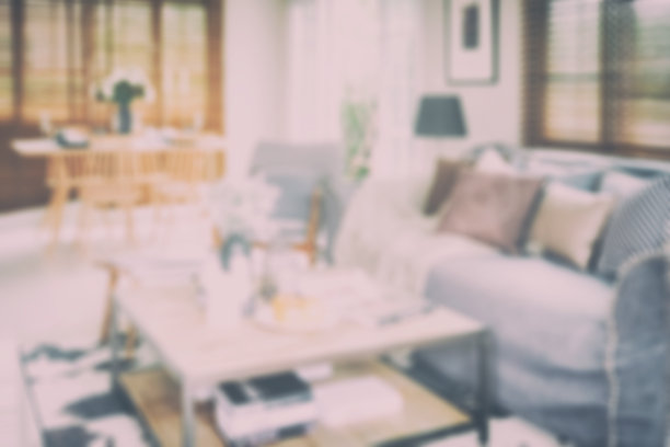 散焦背景室内客厅与餐桌图片下载