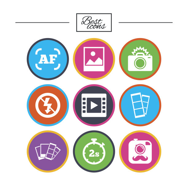 照片、视频图标。相机、照片和相框。图片下载