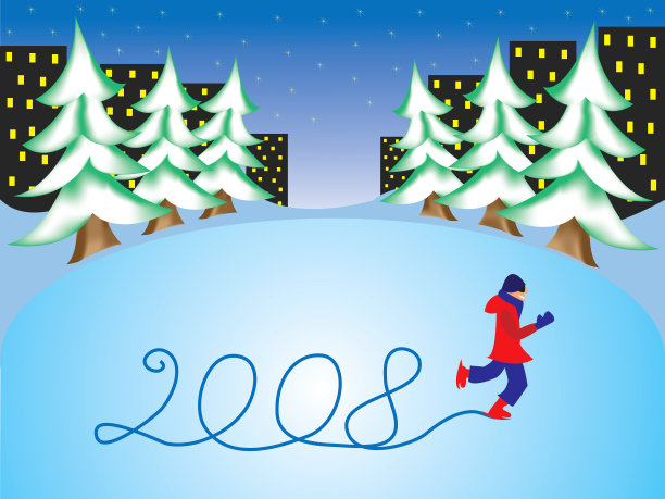 在结冰的湖面上进行新年滑冰的人图片下载