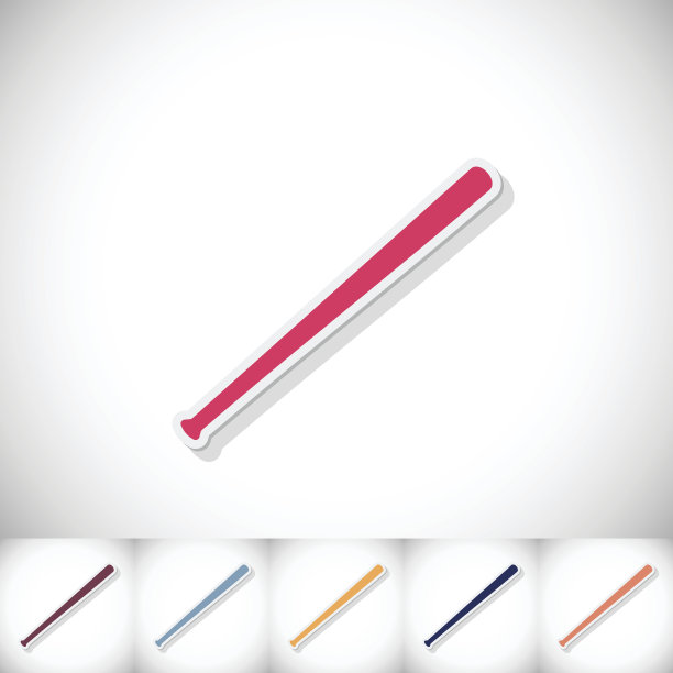 棒球棒。平贴与白色背景上的阴影图片下载