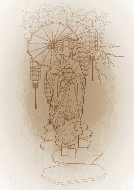 带伞的艺妓图片下载