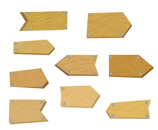 木制的桌子设置为招牌和标语牌，矢量插图图片下载