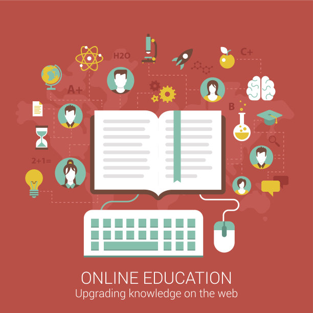 现代平面设计概念的在线教育和矢量网络横幅插图打印材料网站点击信息图形元素收集。图片下载