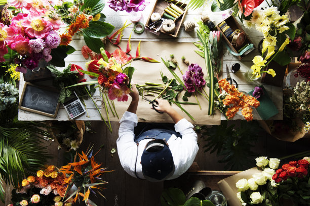 花店店主工作服务素材图片