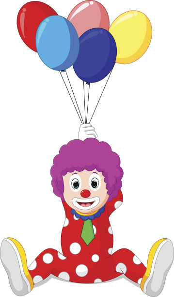 小丑拿着彩色气球图片下载