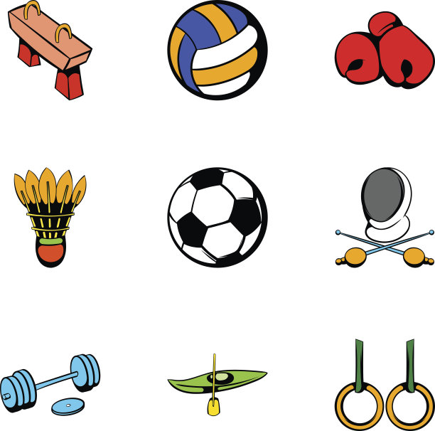 体育竞赛图标集，卡通风格图片下载