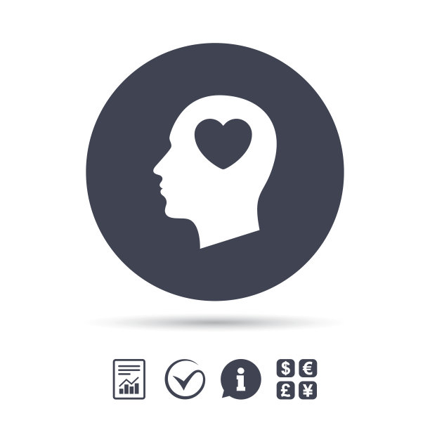 头带心形标志图标。男性人类头上。图片下载