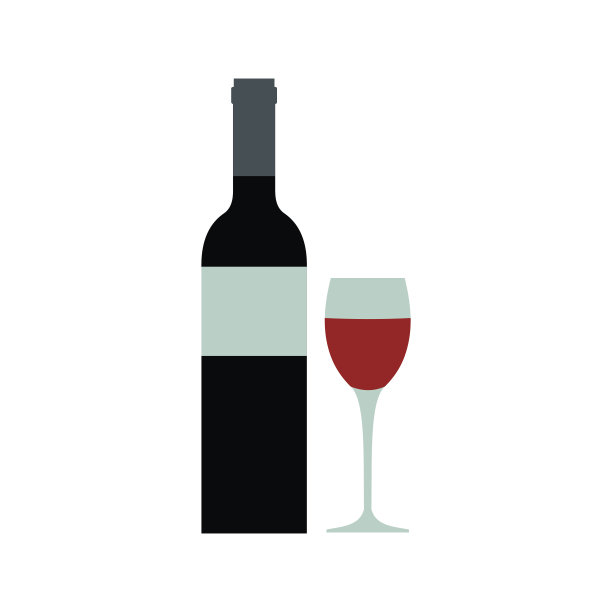 红酒瓶图标，扁平风格图片下载
