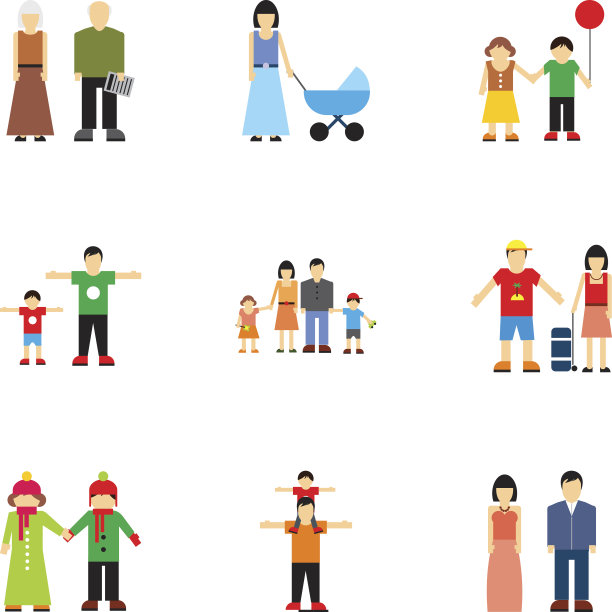 亲戚图标设置，平面风格图片下载