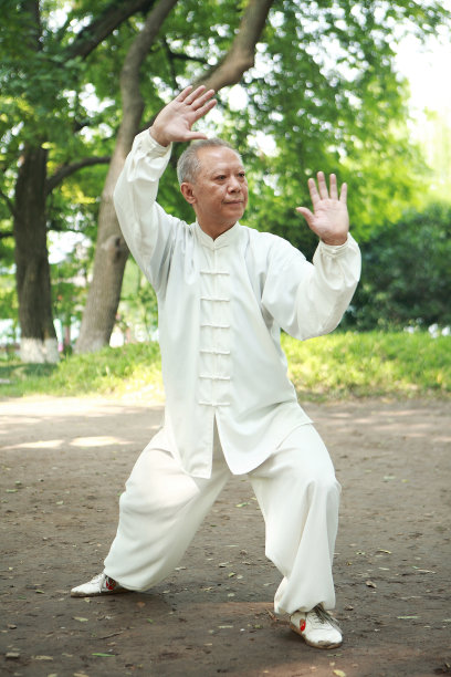 亚洲老人户外太极图片下载