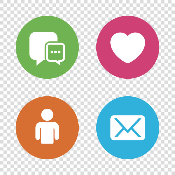 社交媒体图标。聊天语音气泡和邮件。图片下载