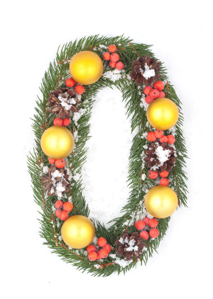 数字0 -圣诞树装饰图片下载