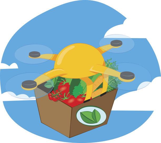 运送新鲜食物的无人机图片下载