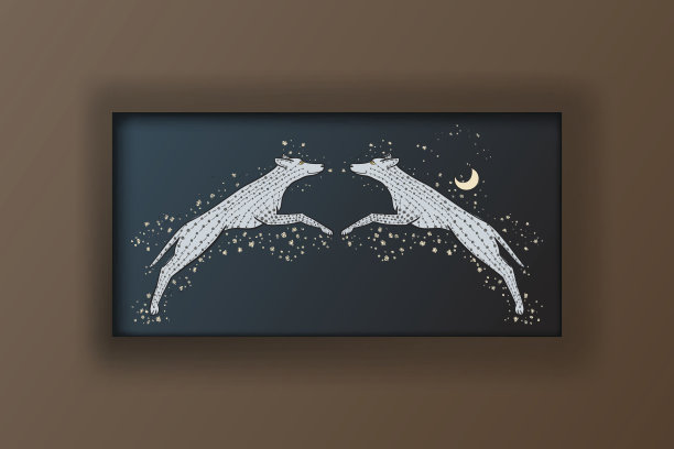 图片在棕色帧向量插图。背景是野狗。图片下载