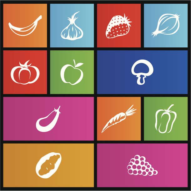 地铁风格的水果和蔬菜图标图片下载