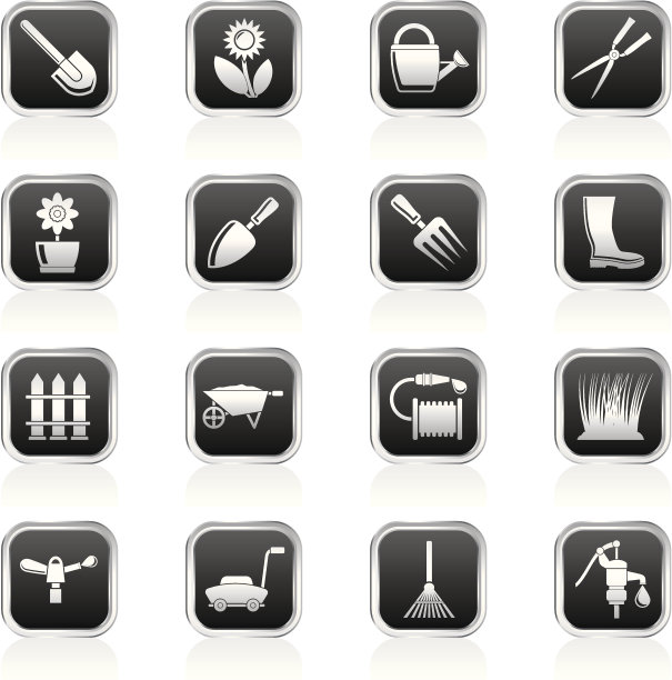 园艺和园艺工具对象图标图片下载