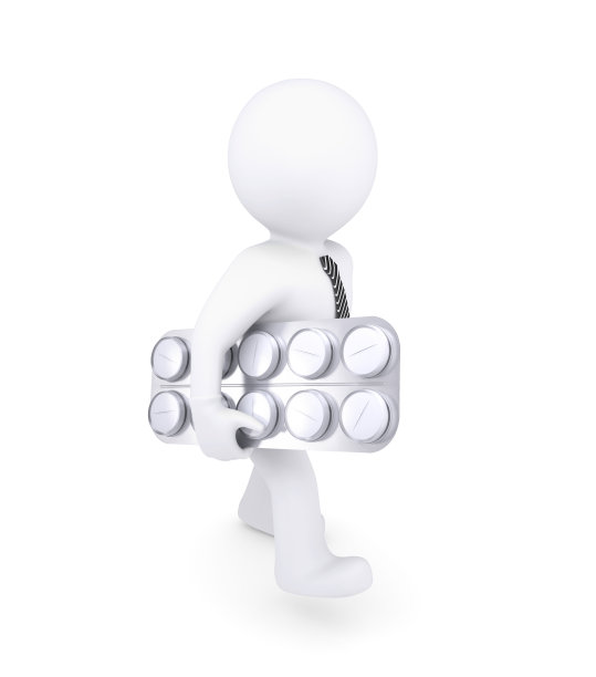 一个白人腋下夹着一包药片图片下载