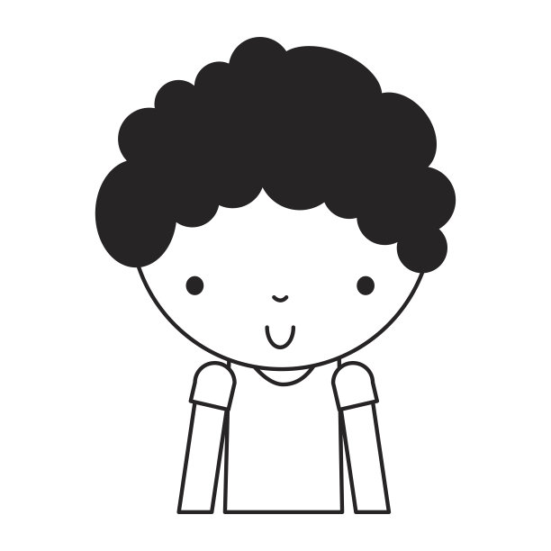 黑色图标可爱的小男孩卡通图片下载