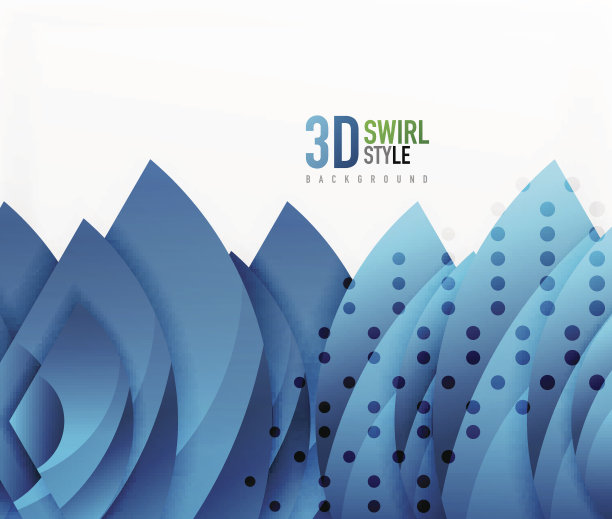 漩涡和波浪三维效果对象，抽象模板矢量设计图片下载