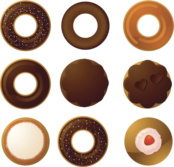 甜甜圈零食矢量插图图片下载