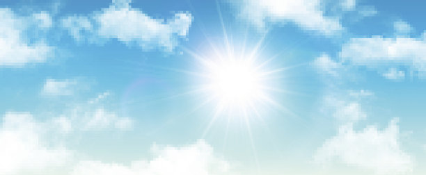 阳光明媚的背景，蓝天白云和阳光图片下载