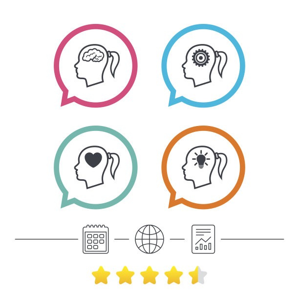 头部与大脑图标。女性女性符号。图片下载