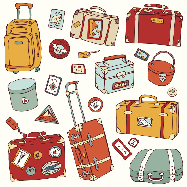 古董行李箱。旅行矢量插图。图片下载