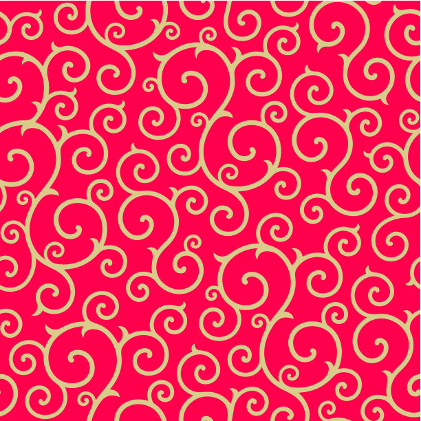 无缝红色和金色漩涡背景图案图片下载
