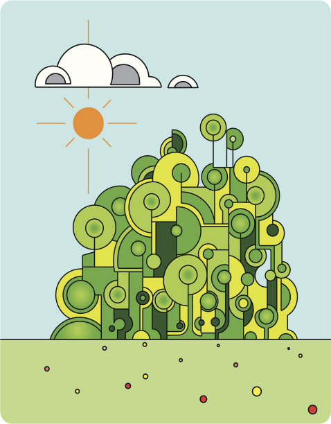 阳光明媚的一天，山上爬满了树图片下载