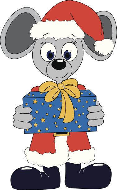 老鼠圣诞老人拿着圣诞礼物图片下载