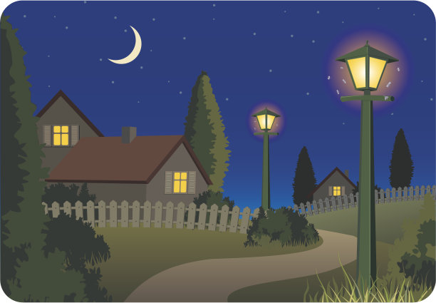 晚上乡村景观图片下载