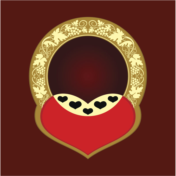 心和葡萄藤设计元素图片下载