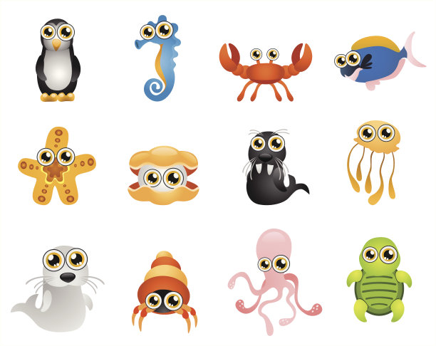 卡通海洋生物(矢量)图片下载