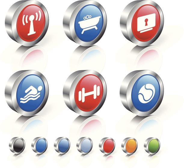 酒店设施3D版权免费矢量图标集图片下载