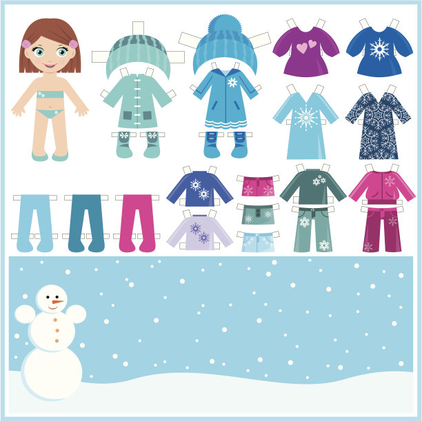 纸娃娃和一套冬天的衣服图片下载