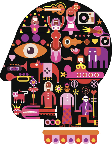 马戏团头矢量插图图片下载