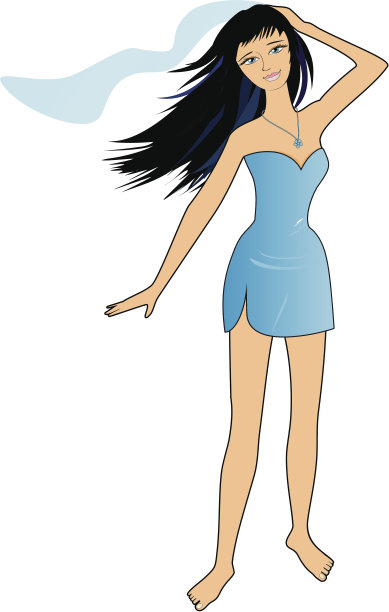 穿蓝色衣服的夏日女孩图片下载
