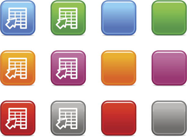 带有接收表图标的彩色按钮图片下载