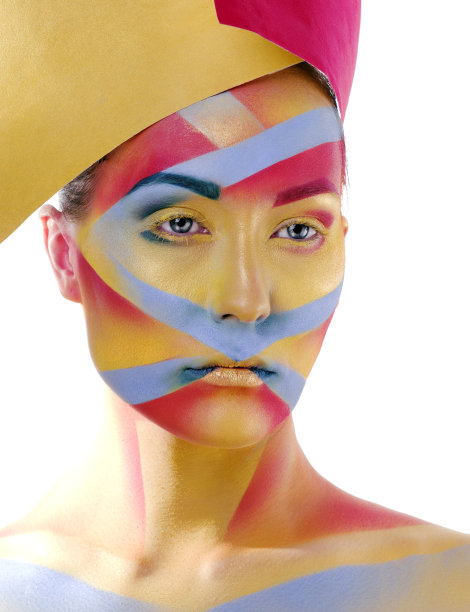 女人与创造性几何化妆图片下载