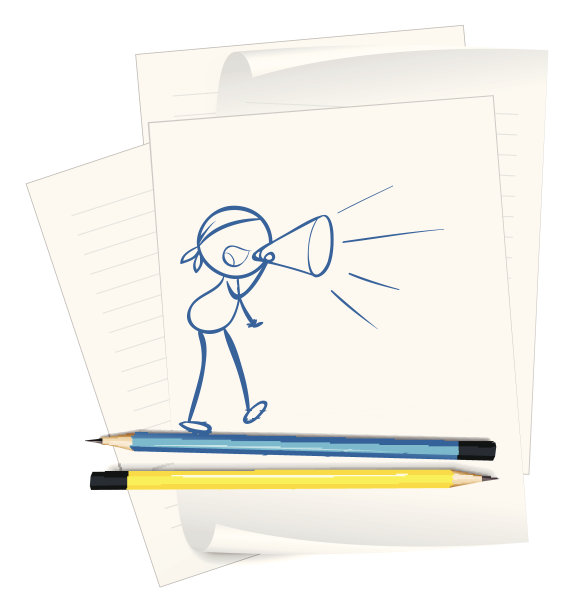 纸上有一幅男孩说话的速写图片下载