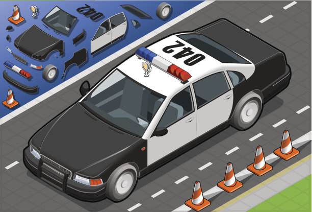 等距警车在前视图图片下载