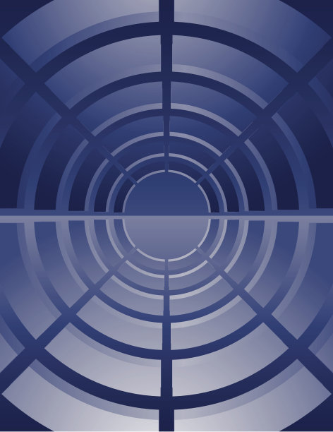 抽象的蓝色隧道背景反射图片下载