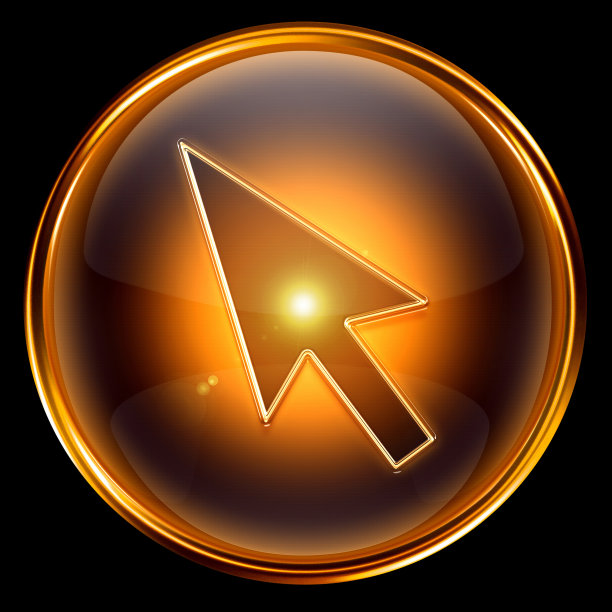 光标图标为金色，孤立在黑色背景上图片下载